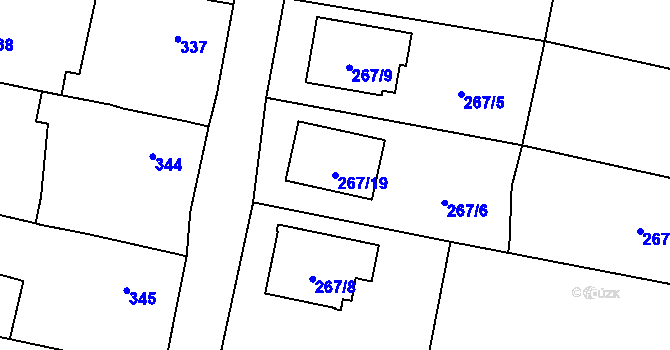 Parcela st. 267/19 v KÚ Strahovice, Katastrální mapa
