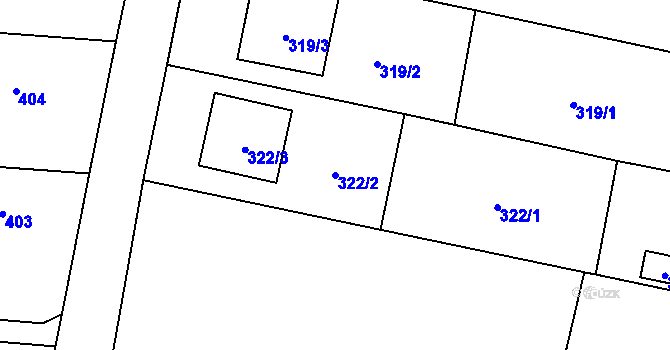 Parcela st. 322/2 v KÚ Strahovice, Katastrální mapa