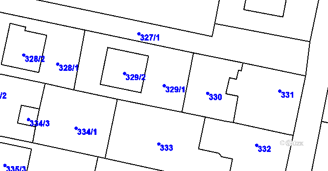 Parcela st. 329/1 v KÚ Strahovice, Katastrální mapa