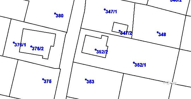 Parcela st. 352/2 v KÚ Strahovice, Katastrální mapa