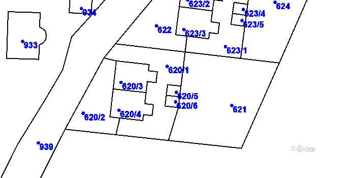 Parcela st. 620/5 v KÚ Strahovice, Katastrální mapa