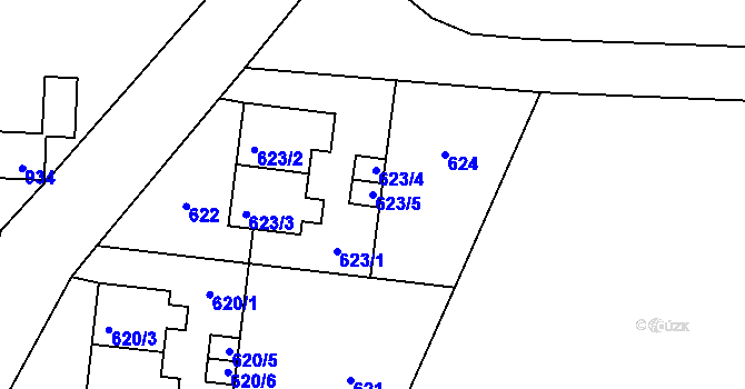 Parcela st. 623/5 v KÚ Strahovice, Katastrální mapa