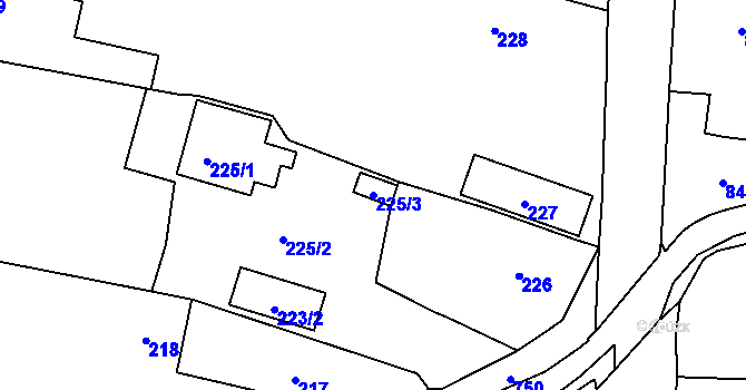 Parcela st. 225/3 v KÚ Strahovice, Katastrální mapa