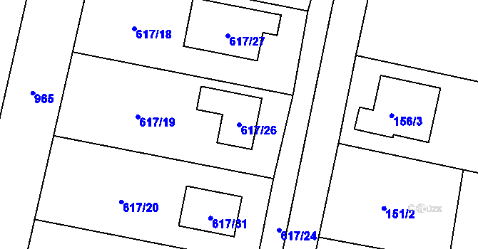 Parcela st. 617/26 v KÚ Strahovice, Katastrální mapa