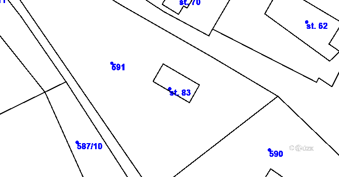 Parcela st. 83 v KÚ Bylochov, Katastrální mapa