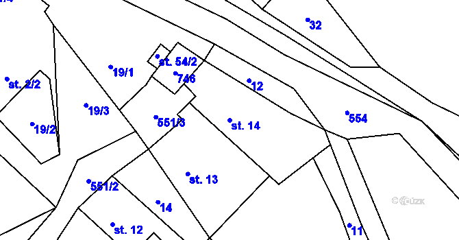 Parcela st. 14 v KÚ Bylochov, Katastrální mapa