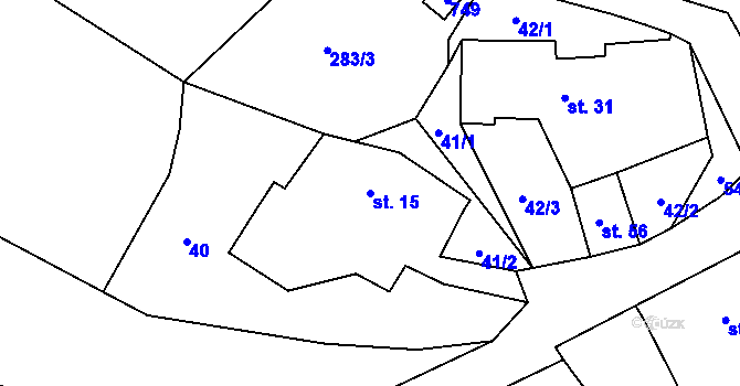 Parcela st. 15 v KÚ Bylochov, Katastrální mapa