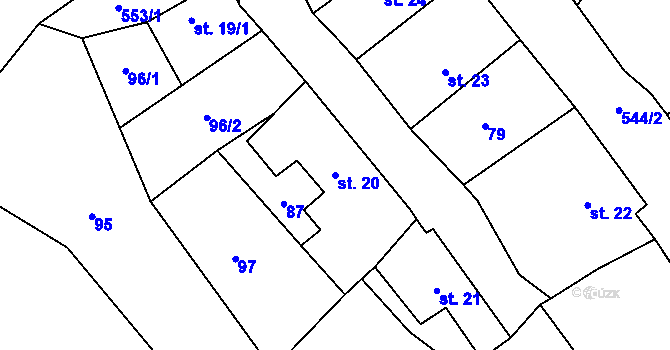 Parcela st. 20 v KÚ Bylochov, Katastrální mapa