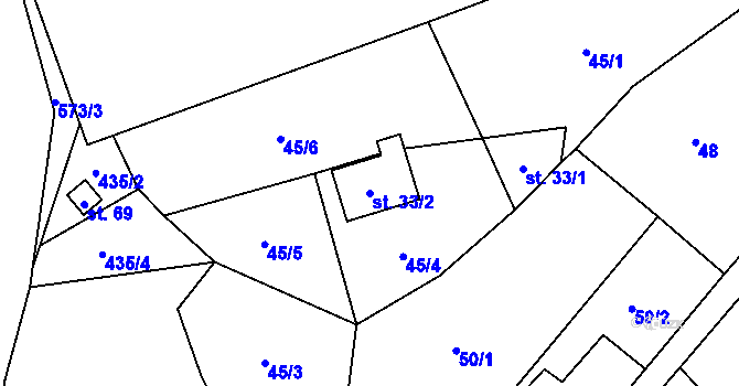 Parcela st. 33/2 v KÚ Bylochov, Katastrální mapa