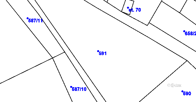 Parcela st. 591 v KÚ Bylochov, Katastrální mapa