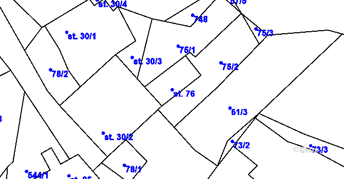 Parcela st. 76 v KÚ Bylochov, Katastrální mapa