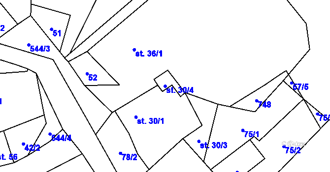 Parcela st. 30/4 v KÚ Bylochov, Katastrální mapa
