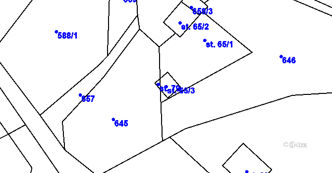 Parcela st. 65/3 v KÚ Bylochov, Katastrální mapa