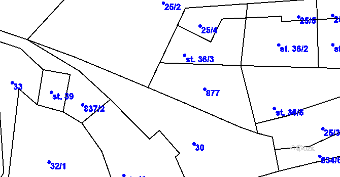 Parcela st. 36/4 v KÚ Strachaly, Katastrální mapa