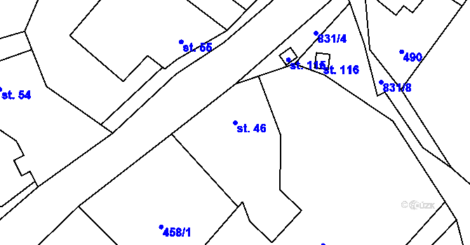 Parcela st. 46 v KÚ Strachaly, Katastrální mapa