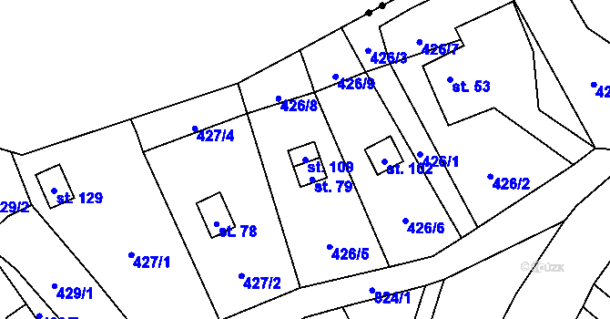 Parcela st. 109 v KÚ Strachaly, Katastrální mapa