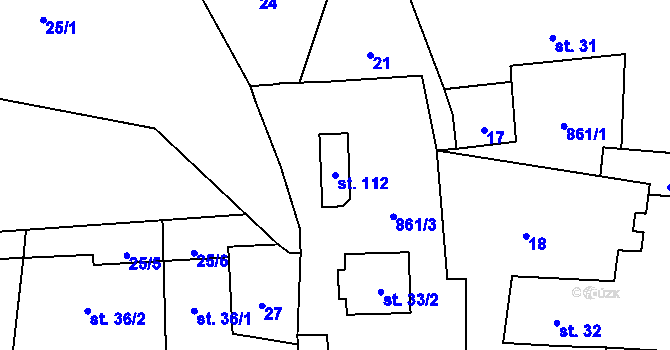 Parcela st. 112 v KÚ Strachaly, Katastrální mapa