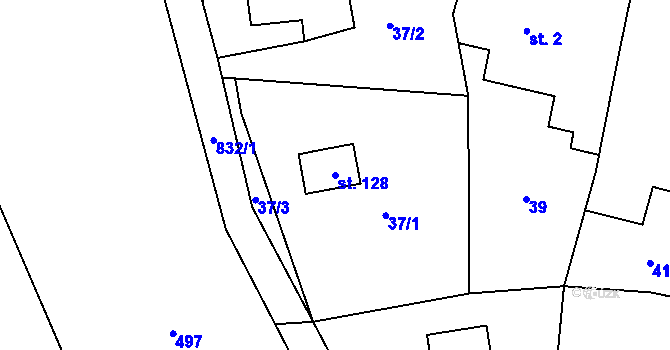 Parcela st. 128 v KÚ Strachaly, Katastrální mapa