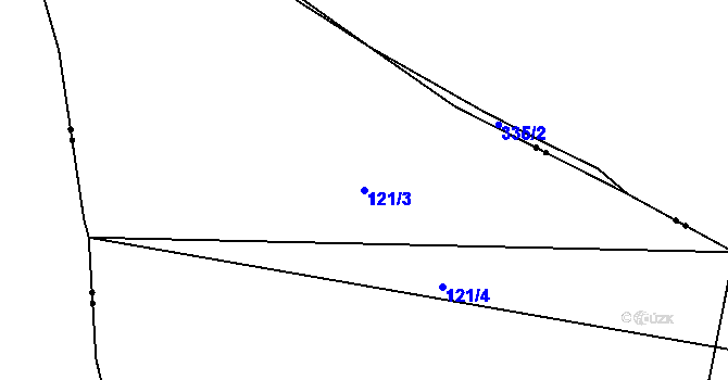 Parcela st. 121/3 v KÚ Strachaly, Katastrální mapa