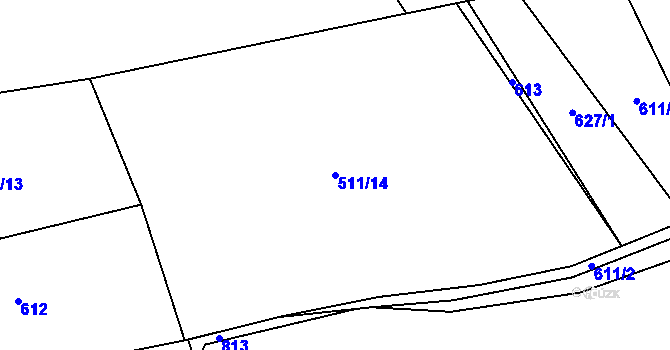 Parcela st. 511/14 v KÚ Strachaly, Katastrální mapa