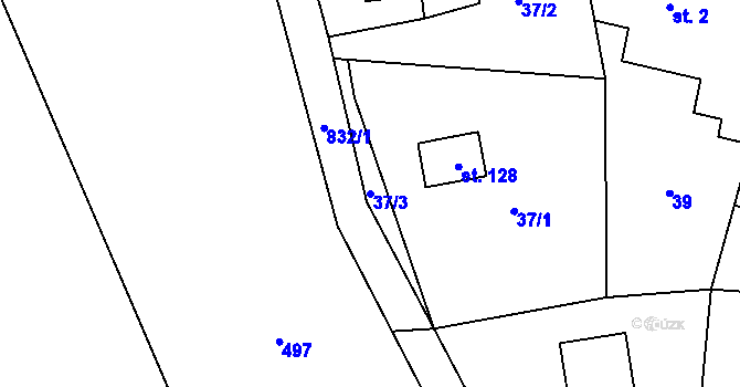 Parcela st. 37/3 v KÚ Strachaly, Katastrální mapa