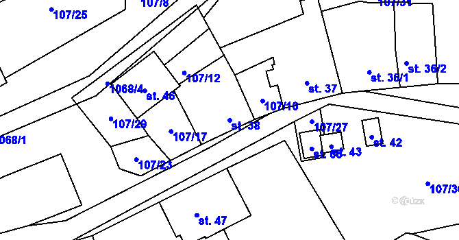 Parcela st. 38 v KÚ Strachoňovice, Katastrální mapa
