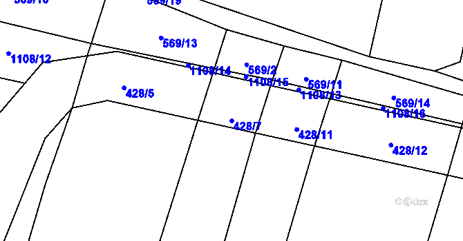 Parcela st. 428/7 v KÚ Strachoňovice, Katastrální mapa