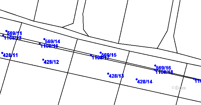 Parcela st. 569/15 v KÚ Strachoňovice, Katastrální mapa