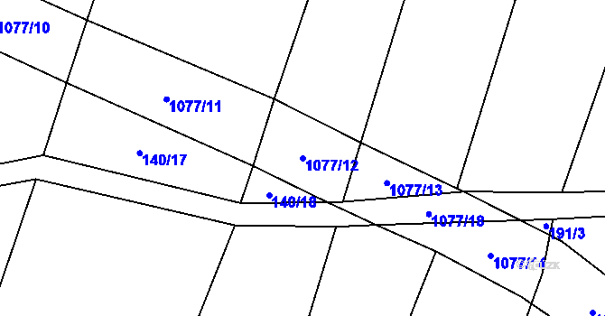 Parcela st. 1077/12 v KÚ Strachoňovice, Katastrální mapa