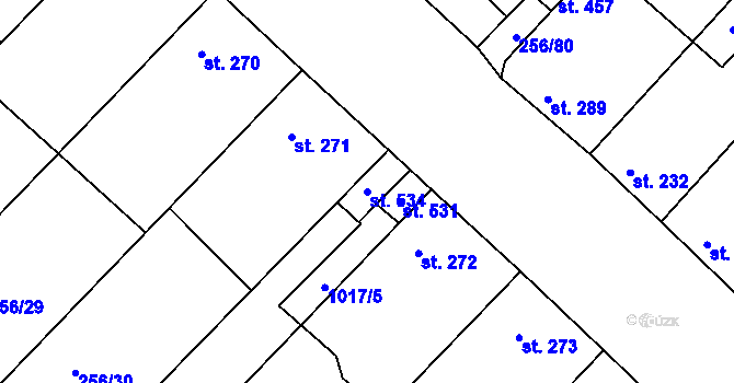 Parcela st. 534 v KÚ Micmanice, Katastrální mapa