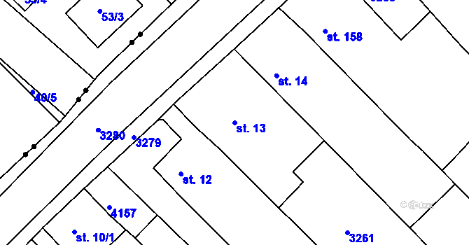 Parcela st. 13 v KÚ Micmanice, Katastrální mapa