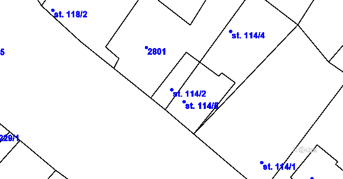 Parcela st. 114/2 v KÚ Micmanice, Katastrální mapa