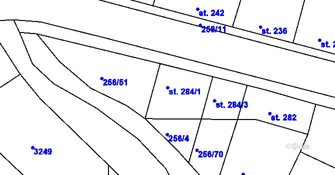 Parcela st. 284/1 v KÚ Micmanice, Katastrální mapa