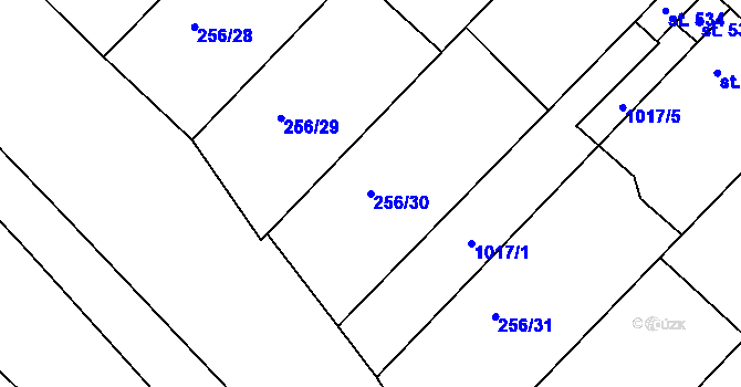 Parcela st. 256/30 v KÚ Micmanice, Katastrální mapa