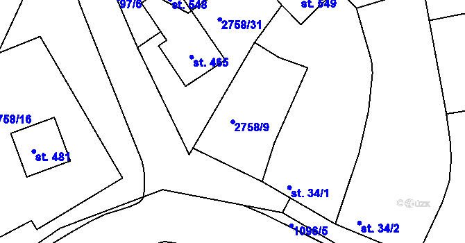 Parcela st. 2758/9 v KÚ Micmanice, Katastrální mapa