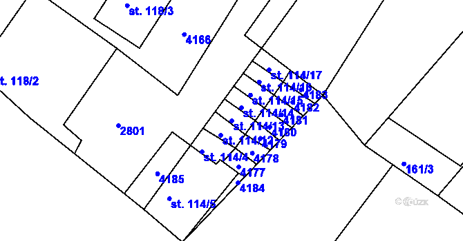 Parcela st. 114/13 v KÚ Micmanice, Katastrální mapa