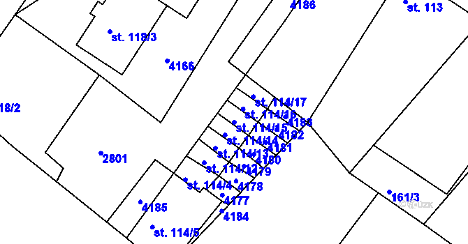 Parcela st. 114/15 v KÚ Micmanice, Katastrální mapa