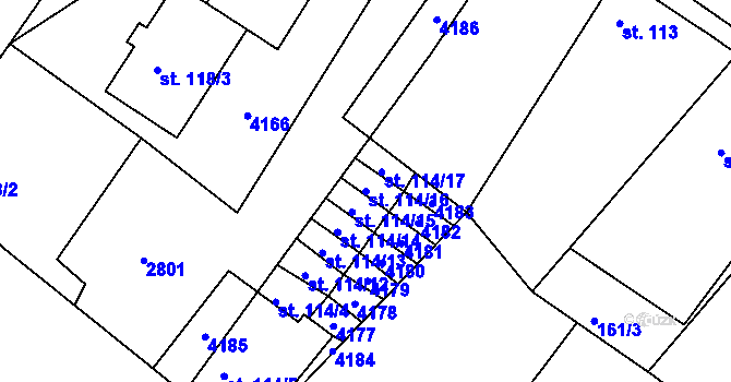 Parcela st. 114/16 v KÚ Micmanice, Katastrální mapa