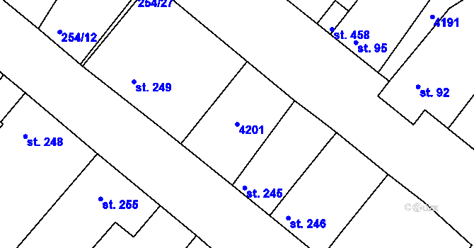 Parcela st. 4201 v KÚ Micmanice, Katastrální mapa