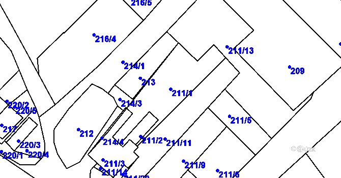 Parcela st. 211/1 v KÚ Strachotice, Katastrální mapa