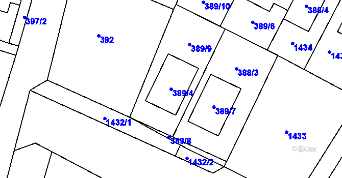 Parcela st. 389/4 v KÚ Strachotice, Katastrální mapa