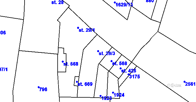 Parcela st. 29/3 v KÚ Strachotín, Katastrální mapa