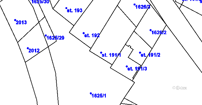Parcela st. 191/1 v KÚ Strachotín, Katastrální mapa