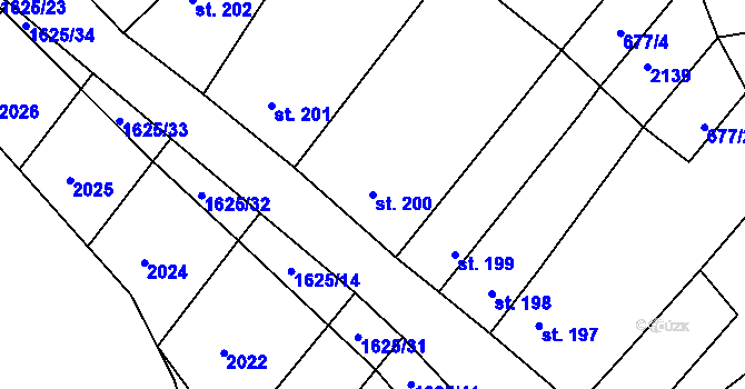 Parcela st. 200 v KÚ Strachotín, Katastrální mapa