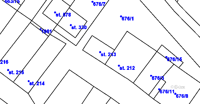Parcela st. 213 v KÚ Strachotín, Katastrální mapa