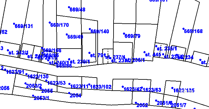 Parcela st. 237/1 v KÚ Strachotín, Katastrální mapa