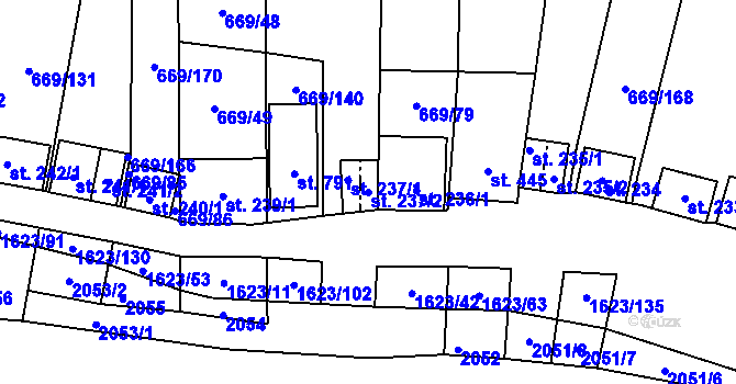 Parcela st. 237/2 v KÚ Strachotín, Katastrální mapa