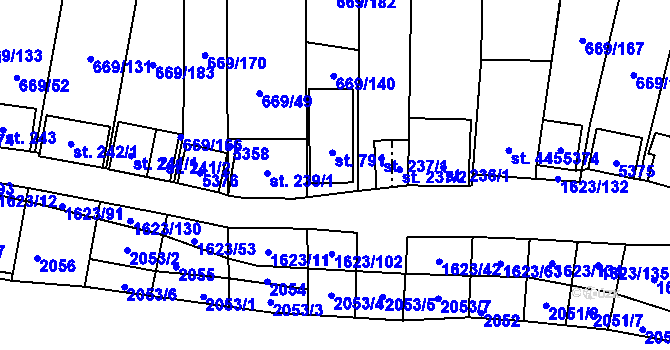Parcela st. 238/1 v KÚ Strachotín, Katastrální mapa