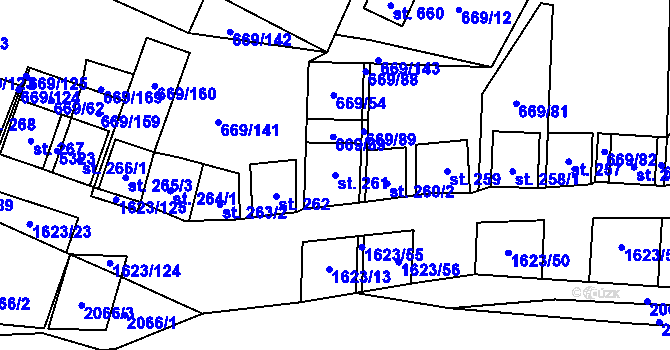Parcela st. 261 v KÚ Strachotín, Katastrální mapa