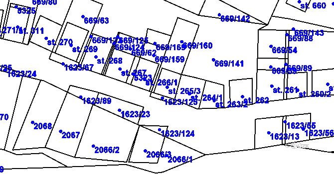 Parcela st. 265/3 v KÚ Strachotín, Katastrální mapa